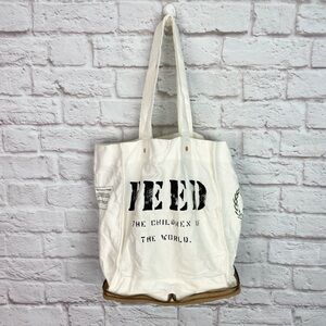 Feed Foldable Packable Zip Canvas Burlap Tote Bag